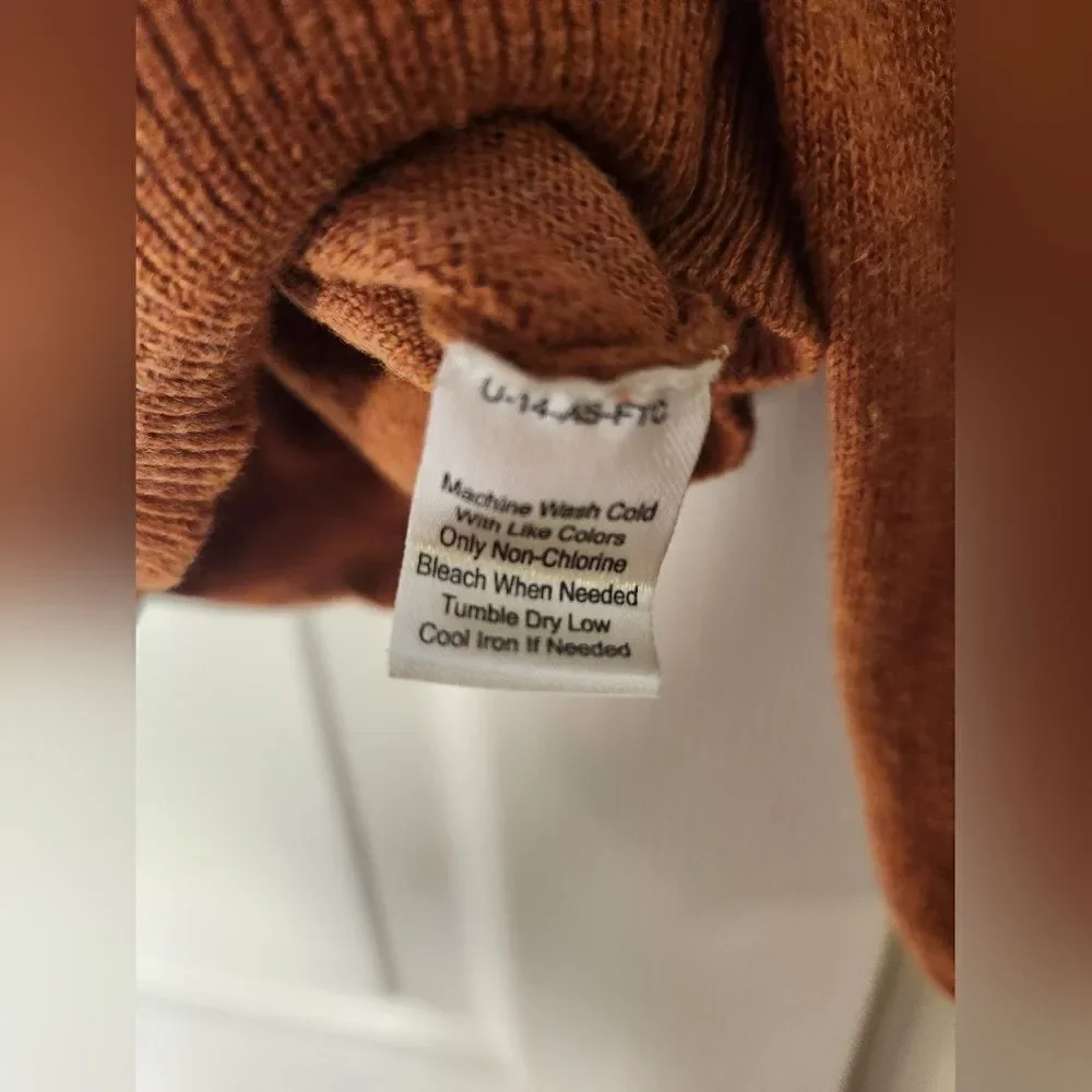 Pronto Uomo L Squash Orange Lngslvs V-neck Knit Cashmere Blend Women’s Sweater